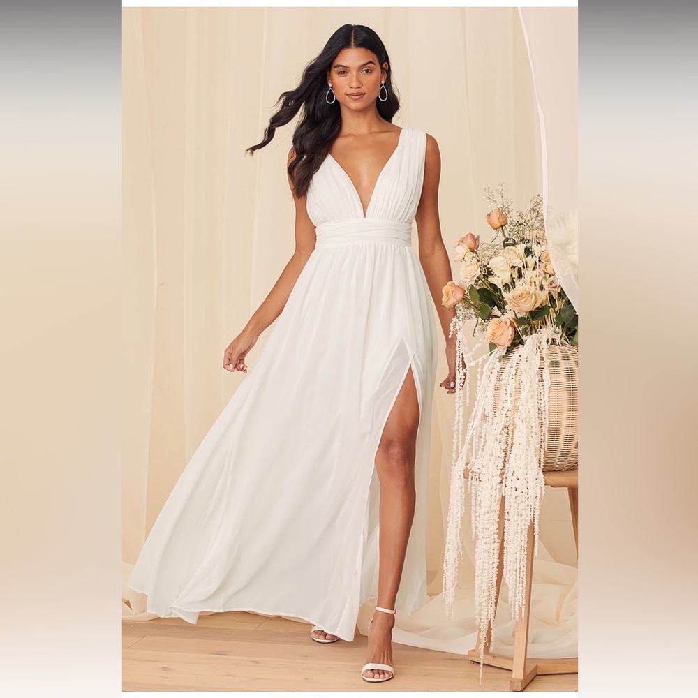 Lulus Heavenly white maxi dress